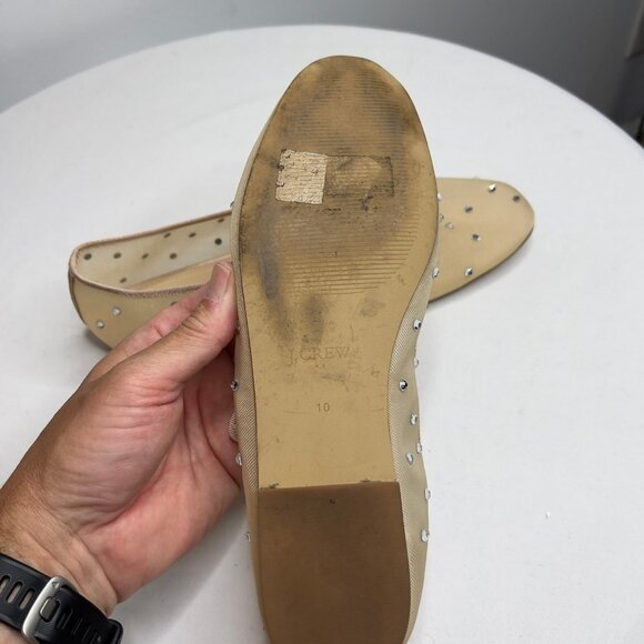 J.Crew Womens Mesh Rhinestone Mary Jane Flats Size 10 CD238 - Picture 8 of 13